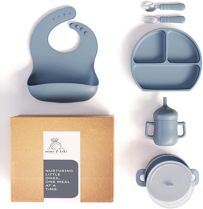 mimi & kiki BPA-Free Silicone Baby Feeding Set, Baby Plates and Bowls Set by mimi+%26+kiki