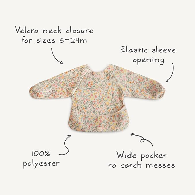 mushie Long Sleeve Baby Bib | Water Resistant Adjustable Fit - Image 8