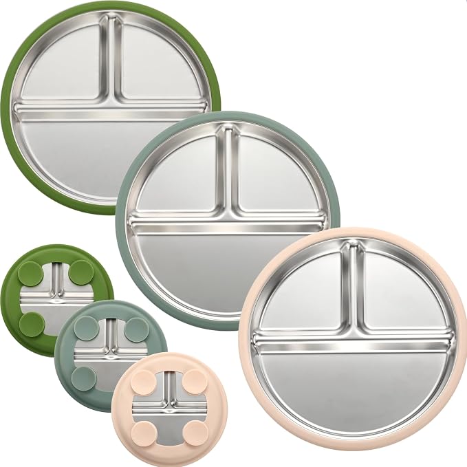3Pack Sainless Steel Kids Plates by SPMKTQK