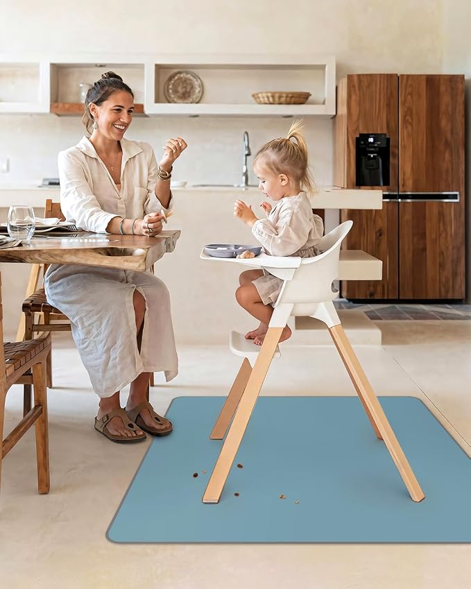 Blissful Diary Baby Splat Mat for Under High Chair, 50.4 x 50.4 Inch Wipeable - Image 4