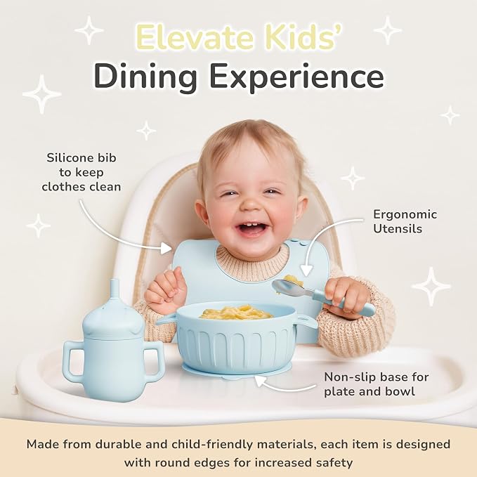 mimi & kiki BPA-Free Silicone Baby Feeding Set, Baby Plates and Bowls Set - Image 6