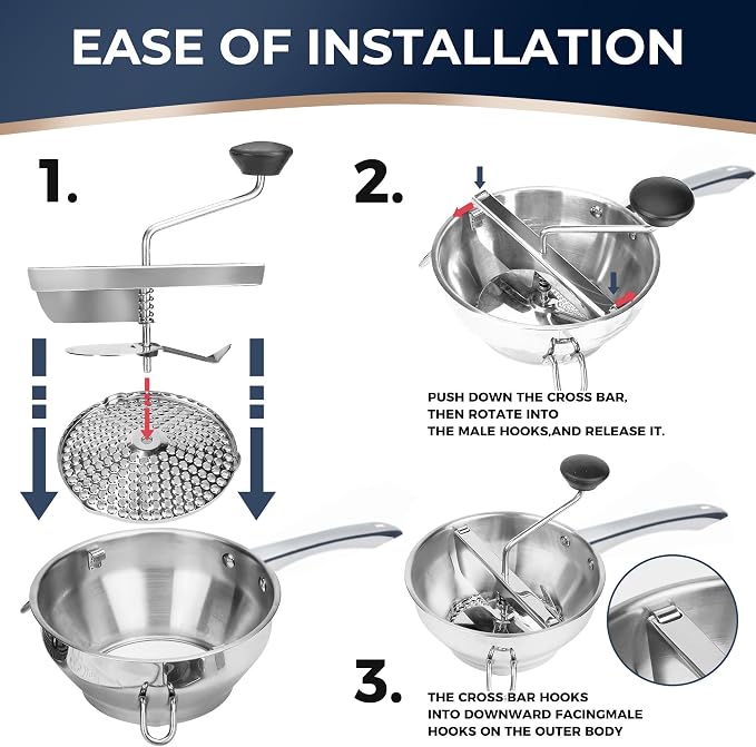 Food Mill Stainless Steel With 3 Grinding Discs and Complete Canning Supplies - Image 5