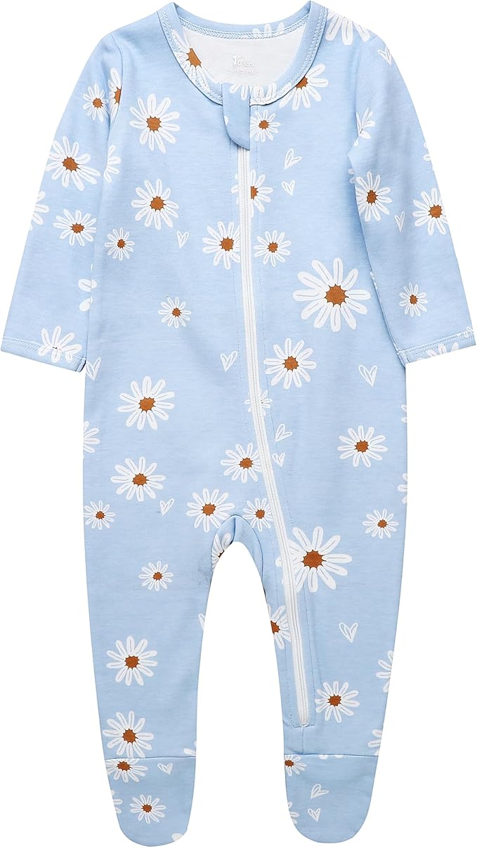 O2 BABY Baby Boys Girls Organic Cotton Zip-Front Sleeper Pajamas, Footed Sleep by O2BABY