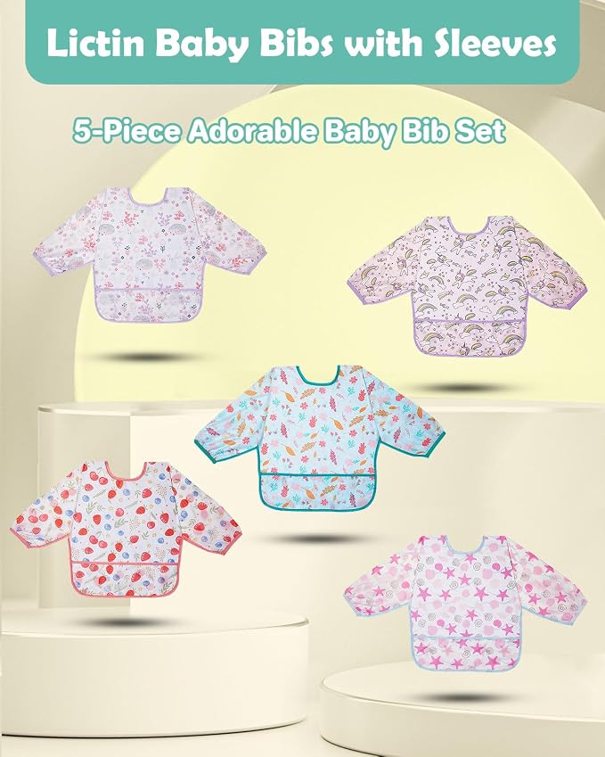 Lictin Long Sleeve Bibs 5 Pack - Image 2