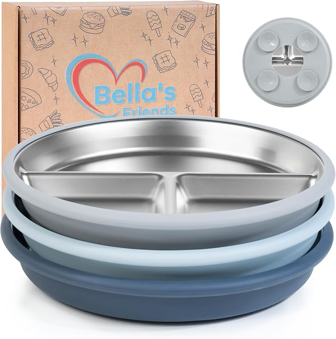 Bella's Friends Stainless Steel Kids Plates 8" Suction Plate by Unknown