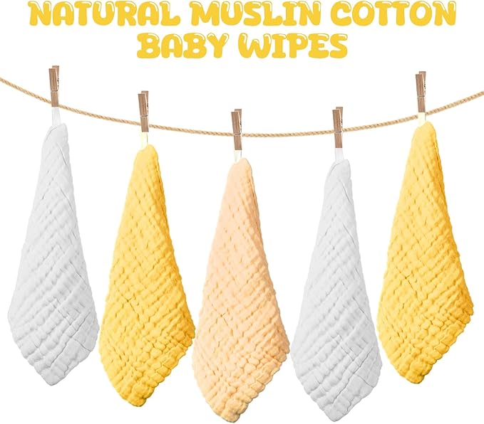 Breling 20 Pcs Baby Muslin Washcloth 12 x 12 Inch 100% Cotton Soft and - Image 4