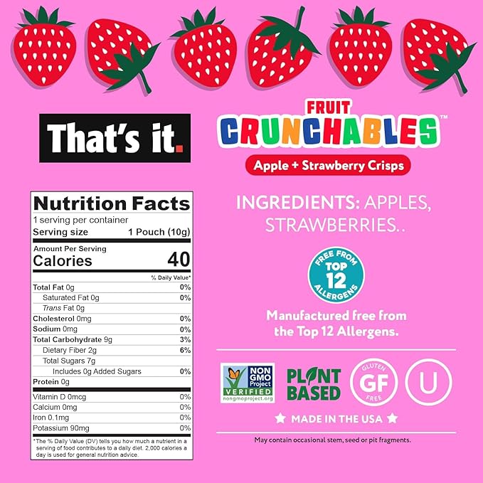 That’s it. Fruit Crunchables Apple + Strawberry Crisps, Plant-Based, Gluten-Free - Image 2