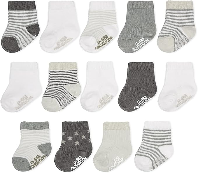 Fruit of the Loom Baby 14-Pack Grow & Fit Flex Zones Cotton Stretch Socks by FruitoftheLoom