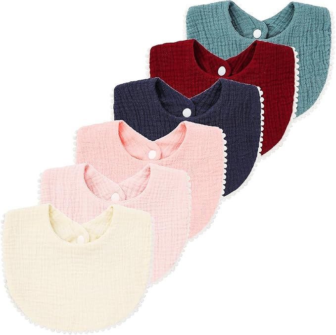 Nishine 6 PACK Muslin Baby Drooling Bibs by Nishine