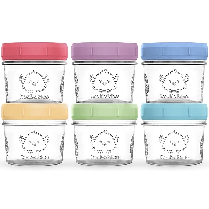KeaBabies 6pk 4oz Glass Baby Food Containers by KeaBabies