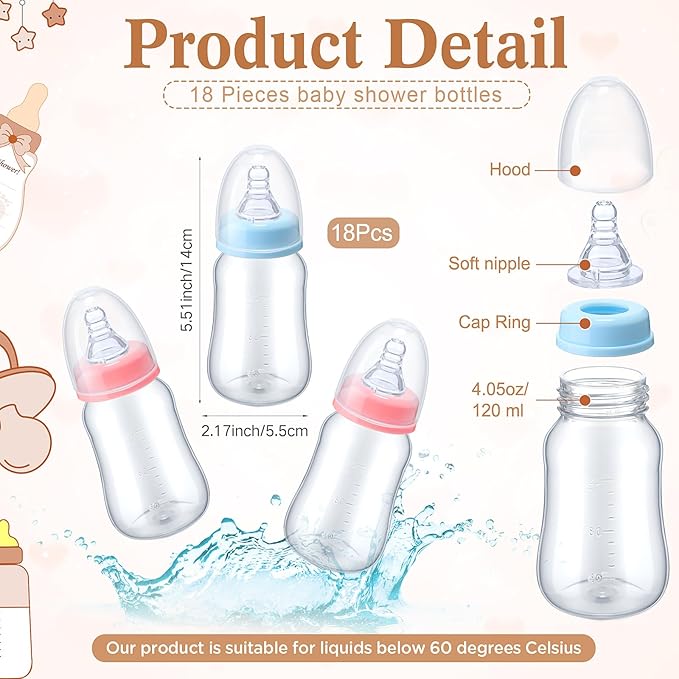Roowest Bottle Chug Baby Shower Game Favors Including Boho Theme Wooden Sign - Image 3