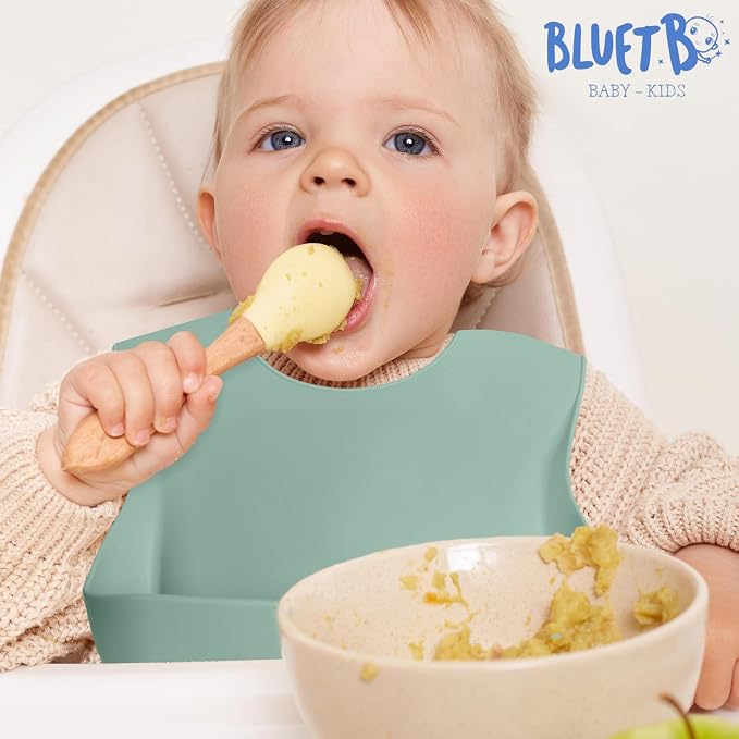 Bluet B - Set of 3 Waterproof Silicone Baby Bibs - BPA Free Silicone Baby Bib - - Image 7