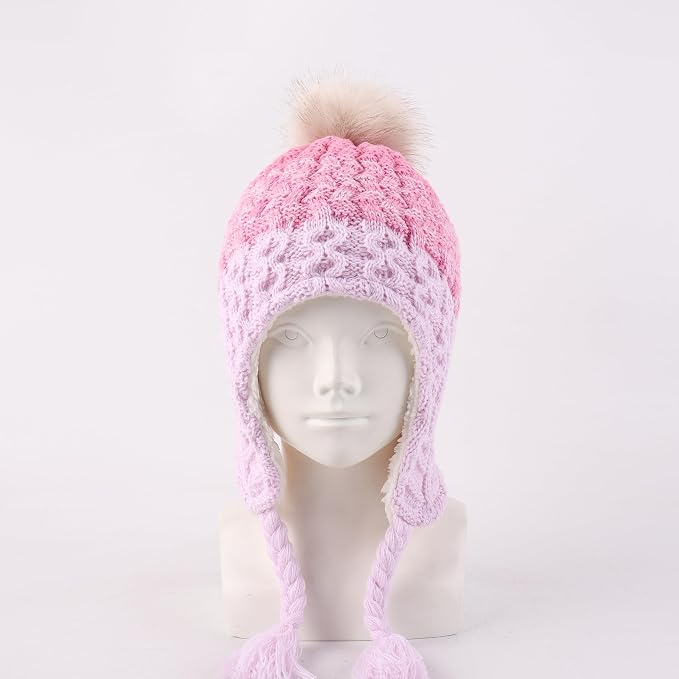 LANGZHEN Toddler Kids Infant Winter Hat, Earflap Knit Warm Cap Fleece Lined - Image 2
