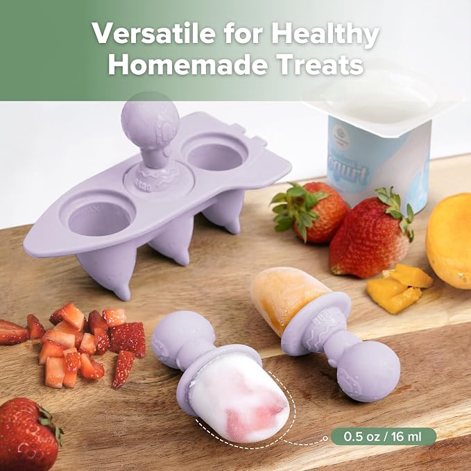 Haakaa Silicone Toddler Popsicle Mold, 3-Cavity Mini Baby Popsicle Molds - Image 5