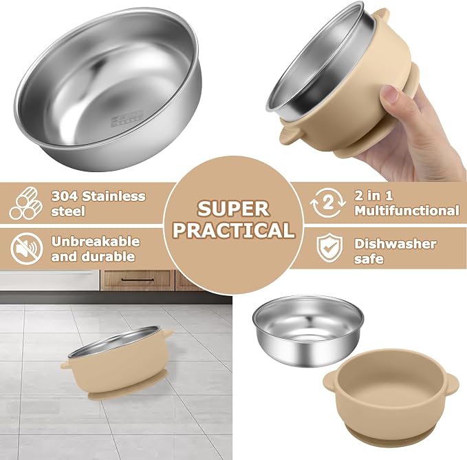 2 Pack Stainless Steel Baby Bowls - Image 2