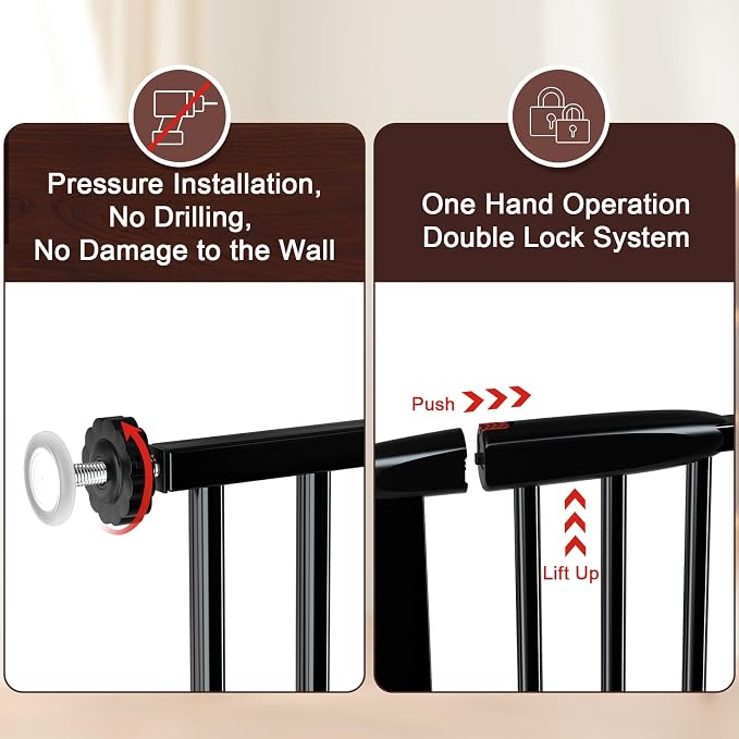 DEARBB Extra Wide Baby Gate Ultra Narrow Spacing 30.11-77.36" Pressure Mounted - Image 5