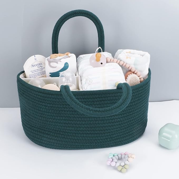 Baby Diaper Caddy Organizer for Girl Boy Rope Nursery Storage Bin Basket - Image 4