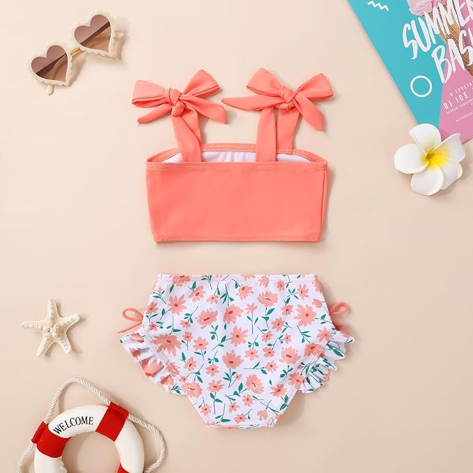 Toddler Swimsuit Girl Color Block Stripe Swimwear Baby Girl Summer Beach - Image 3
