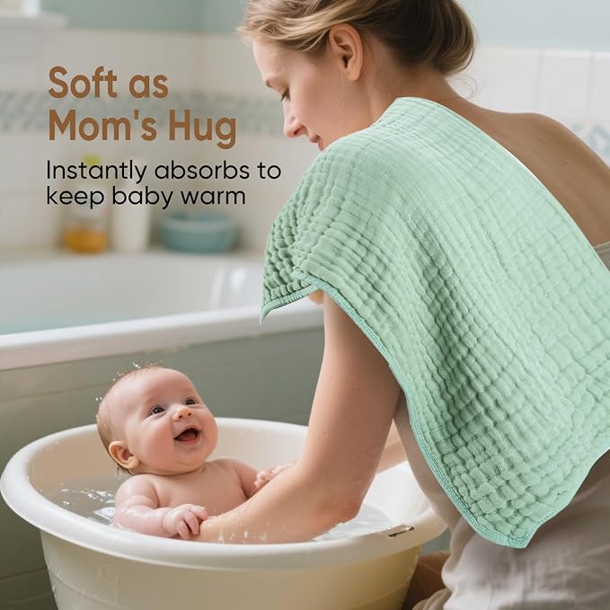 Muslin Baby Towels 100% Cotton ，Super Soft Muslin Baby Bath Towel - Image 6