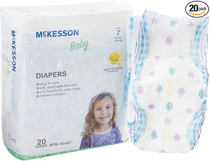 McKesson Baby Diaper Size 7, Over 41 lbs. BD-SZ7, 20 Ct by McKesson