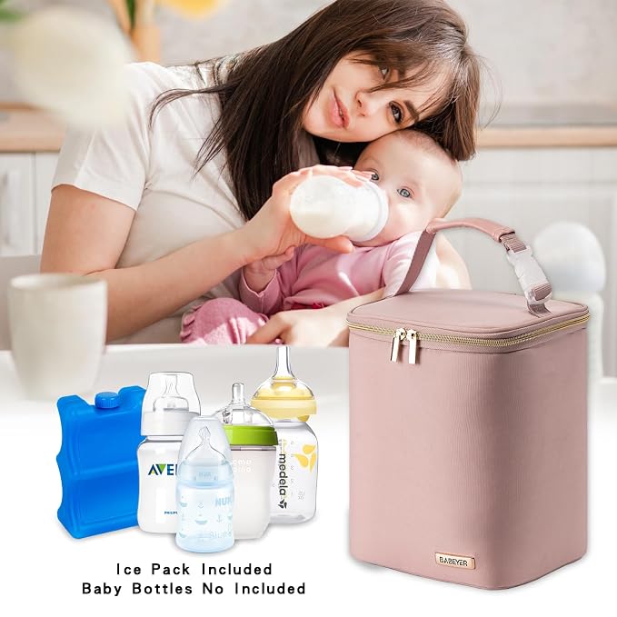 Breast Milk Cooler Bag with Ice Pack Fits 4 Baby Bottles Up to 9 Ounce - Image 6