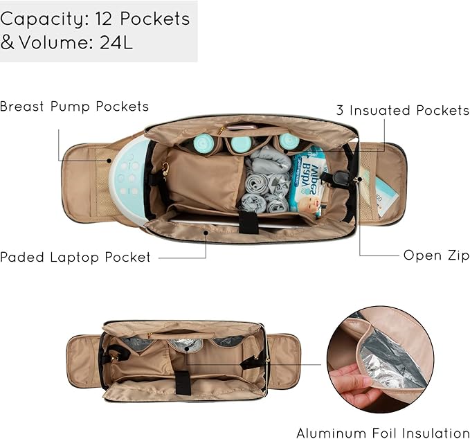 mommore Breast Pump Bag Diaper Tote Bag - Image 3