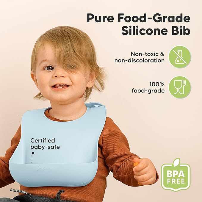 KeaBabies 2-Pack Silicone Baby Bibs - Image 2