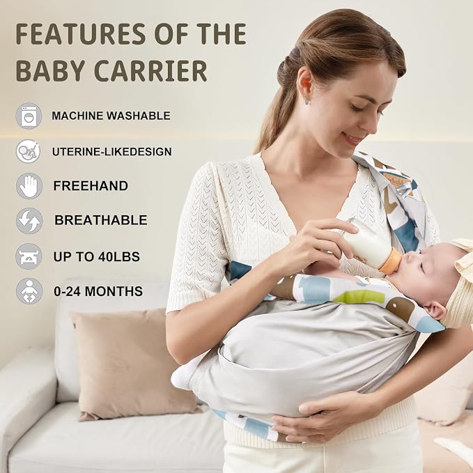 Baby Sling Carrier Newborn, Adjustable Easy Wearing Baby Nursing Warp Sling - Image 4
