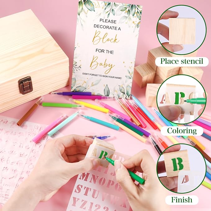 Draupnir 92 Pcs Fun Baby Shower Games Sign Kit Babies Coloring Blocks - Image 5