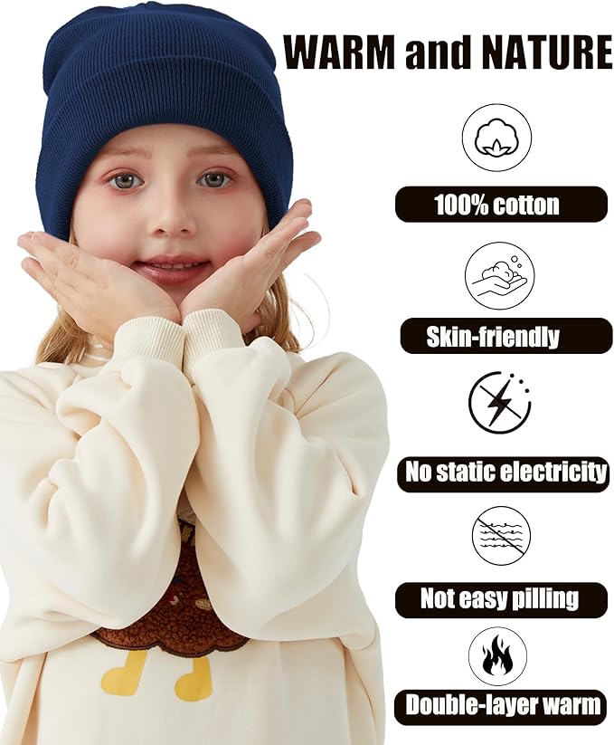 ROYBENS 100% Cotton Baby Beanie Cute Toddler Winter Hat Boys Girls Kids Soft - Image 3