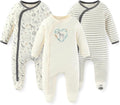 Unisex Baby Boy Girl Footies Rompers Cotton Long Sleeve 3 Pack Infant Jumpsuits by JELYLOVE