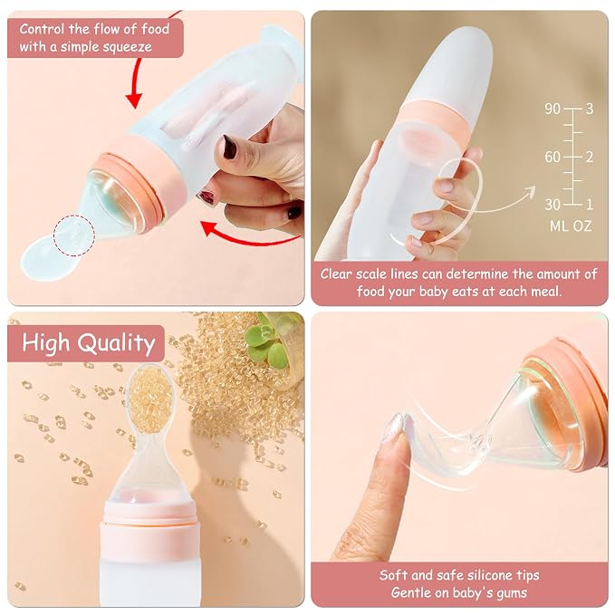 WAJIAYON Baby Food Feeder 4 Pack Silicone Baby Food Dispensing Spoon-3 oz - Image 6