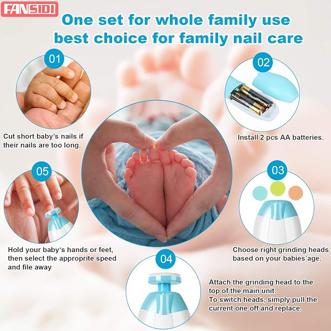 Baby Nail Clippers, FANSIDI Safe Baby Nail Trimmer Baby Nail File Electric - Image 7