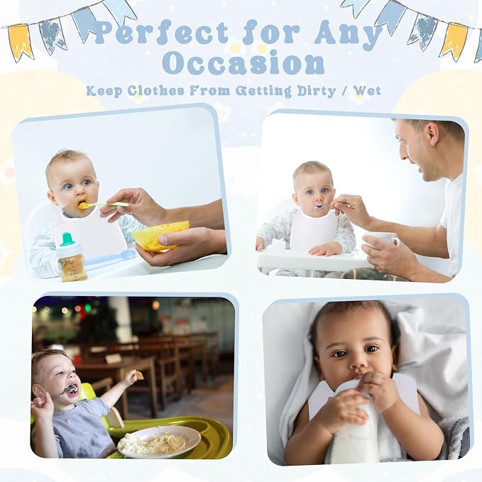 Toulite 20 Pcs White Bibs for Baby Washable Reusable Waterproof Cotton Feeder - Image 4
