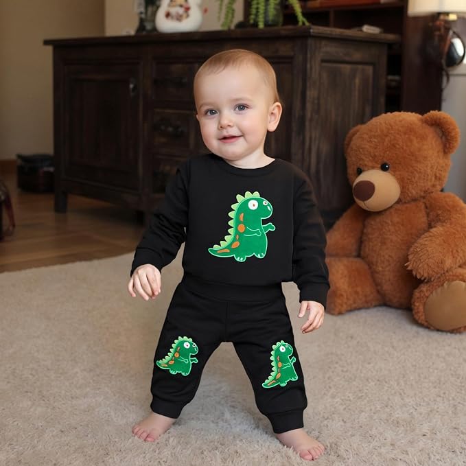 Nyapruwe Toddler Baby Boy Fall Outfit Funny Print Long Sleeve Sweatshirt - Image 2