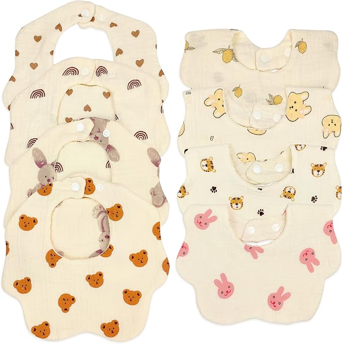 EllieHouse Baby Bibs for Girls Boys 8 Pack Muslin Drool Teeth Drooling Teething by EllieHouseVIPBrandExclusive