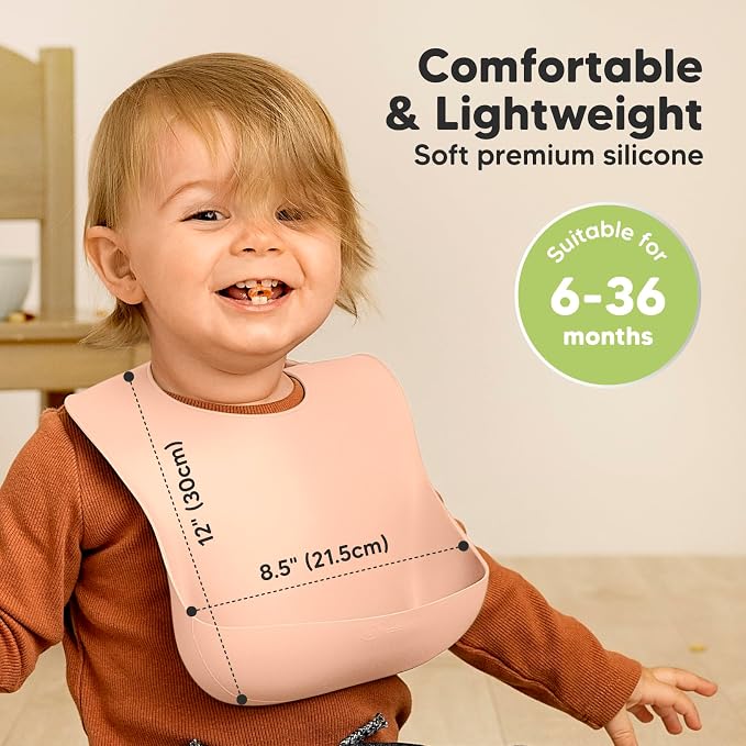 KeaBabies 2-Pack Silicone Baby Bibs - Image 3
