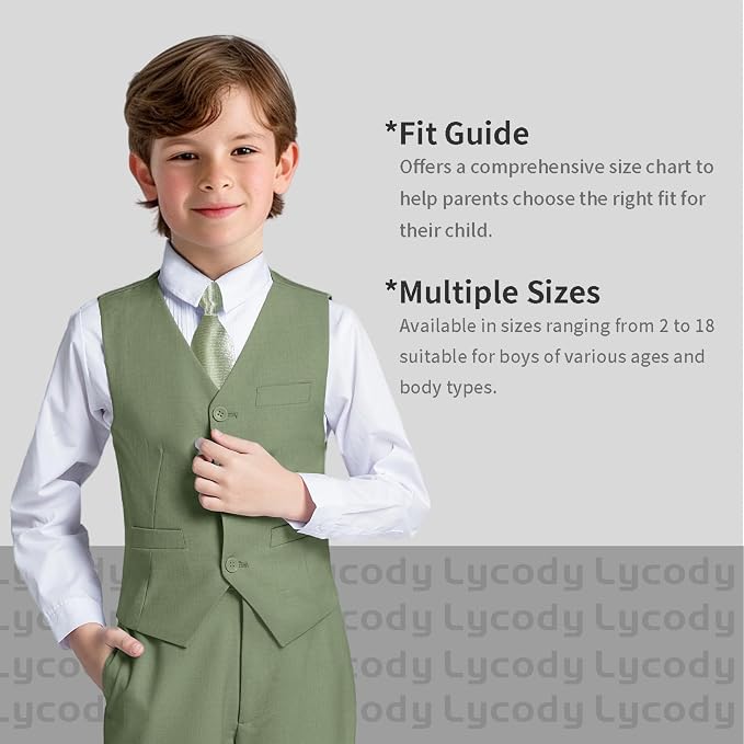Boys Vest Set Formal Dress Suits Wedding Outfit Dresswear - Image 3