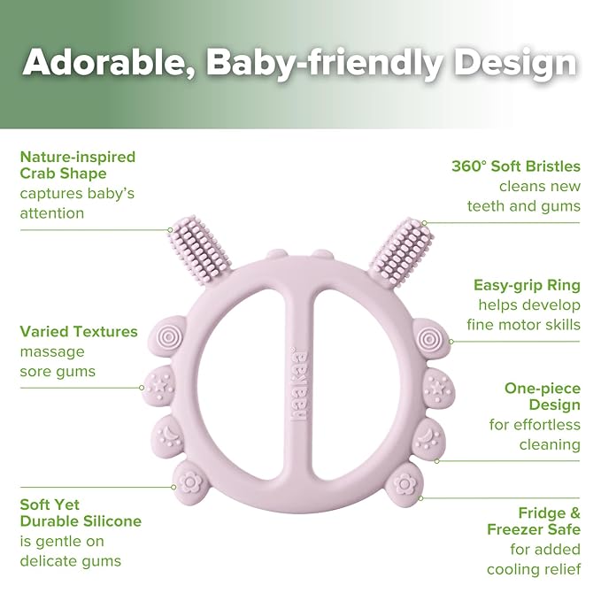 Haakaa Silicone Crab Baby Teether, Baby Toys, 360°Baby Toothbrush Head - Image 4