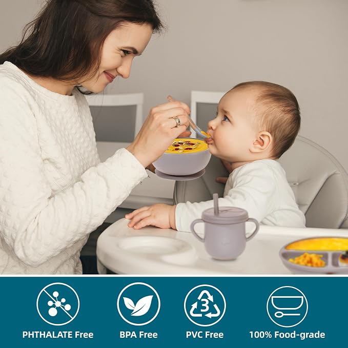 100% Silicone baby feeding set, BPA free Baby dishes set - Image 5