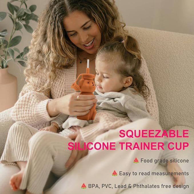 Honey Bear Silicone Straw Cup, Babies Water Drinking Cup, 8-Ounce Therapy Sippy - Image 3