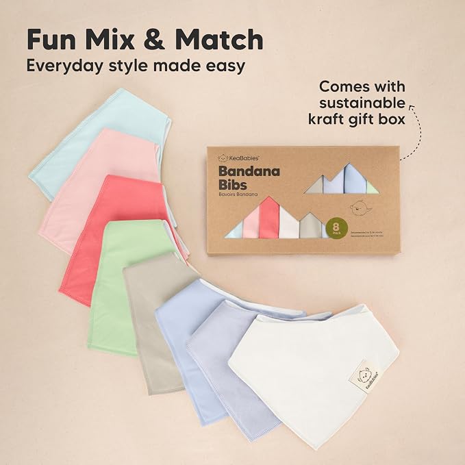 8-Pack Organic Baby Bandana Bibs - Image 9