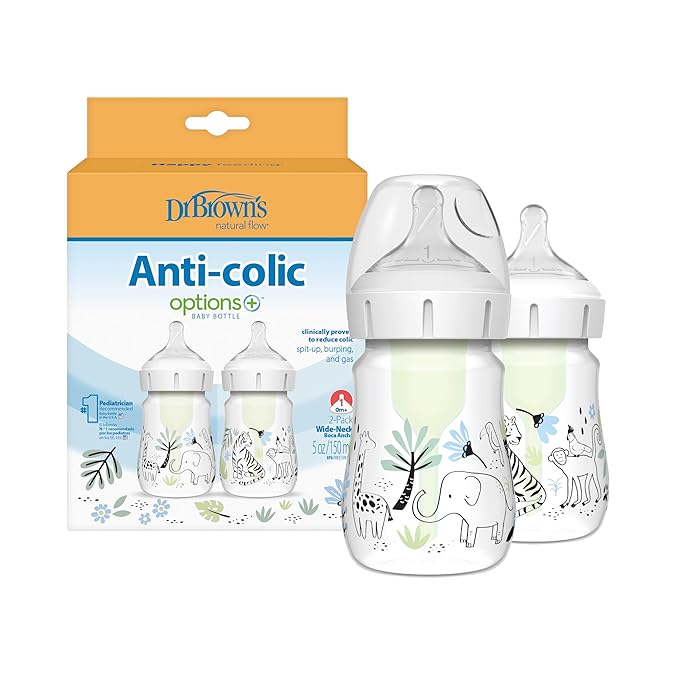 Dr. Brown’s Natural Flow® Anti-Colic Options+™ Wide-Neck Baby Bottle Designer by DrBrowns