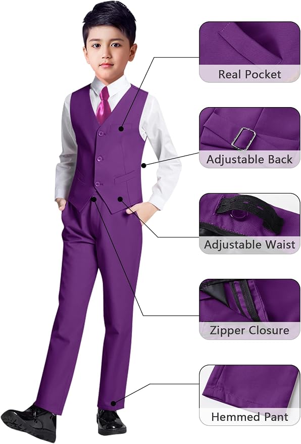 YuanLu Boys Suit for Kids Tuxedo Wedding Ring Bearer Outfit, 5 Piece Boy Slim - Image 4