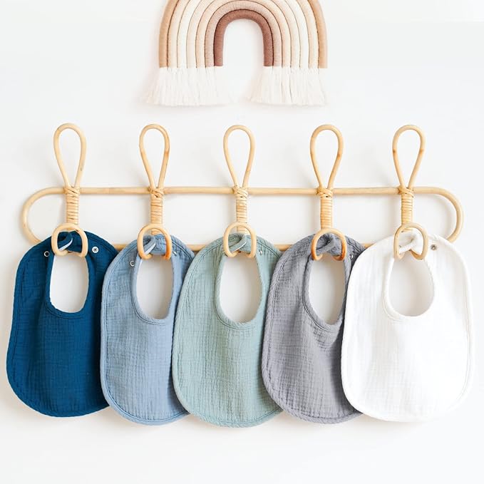 Konssy Muslin Baby Bibs 8 Pack Baby Bandana Drool Bibs Cotton - Image 6