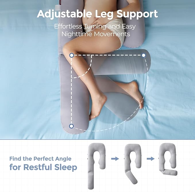 Momcozy Pregnancy Pillow with Cooling Cover, Dreamlign U Pro Maternity Pillow - Image 4