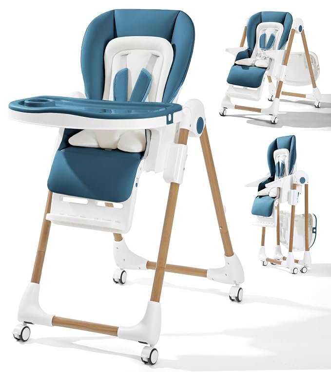 Mallify Foldable High Chairs for Babies and Toddlers, 3-in-1 Convertible Baby by Mallify