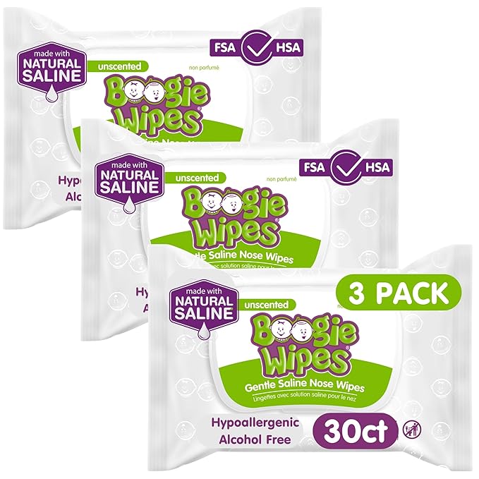 Saline Nose Wipes by Boogie, for Baby & Kids, Hand & Body, Made by BoogieBrand