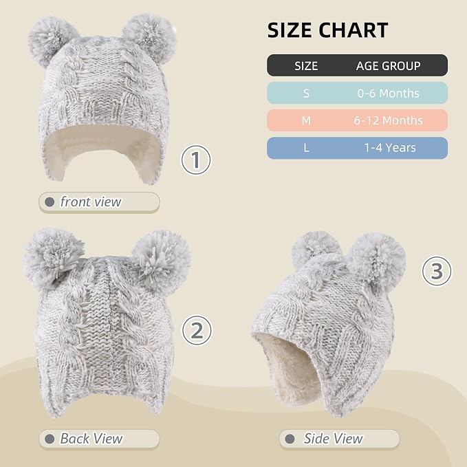 Zsedrut Winter Baby Boy Hats Pompom Baby Beanie - Image 6