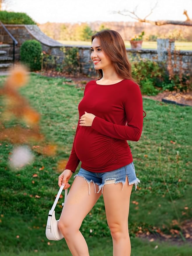 Maternity Shirts Long Sleeve Pregnancy Top - Image 5